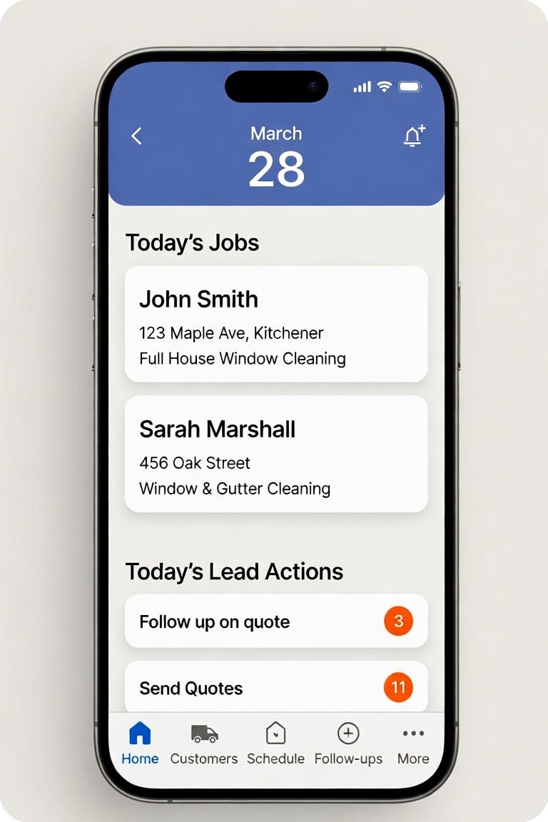 Smart Service Pro app dashboard on a smartphone